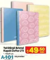 TEL DİKİŞİLİ BRİSTOL KAPAK DEFTER 2'Lİ